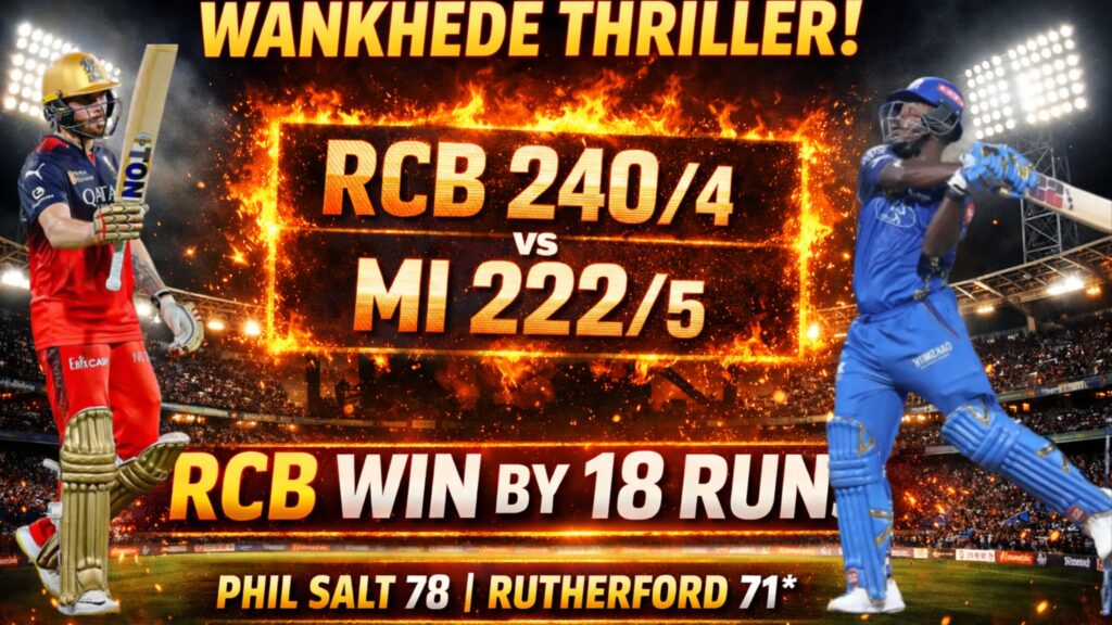MI vs RCB IPL 2026 Highlights
